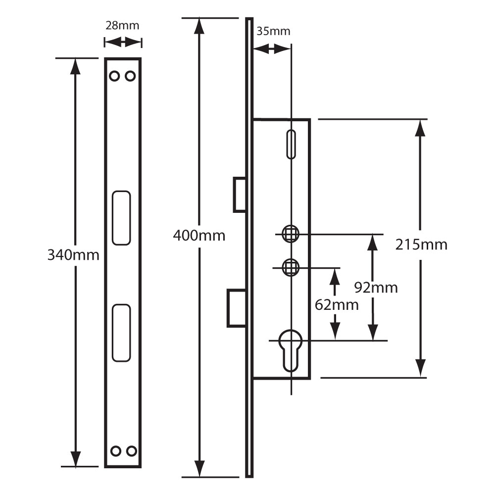 YALE Doormaster Lever Operated Latch & Deadbolt 16mm Twin Spindle Overnight Lock To Suit Lockmaster