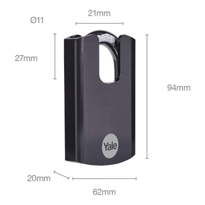 YALE Maximum Security Hardened Steel Closed Shackle Padlock