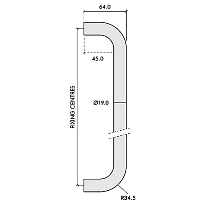 ZOO Pull Handle D Shape 19mm SAA