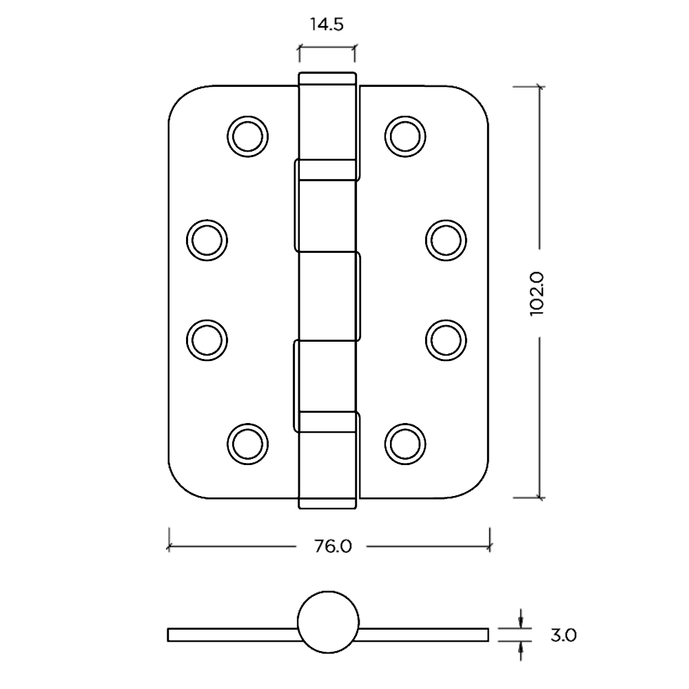 ZOO Ball Bearing Hinge ZHSS243 Grade 13 Certifire/CE/UKCA