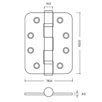 ZOO Ball Bearing Hinge ZHSS243 Grade 13 Certifire/CE/UKCA