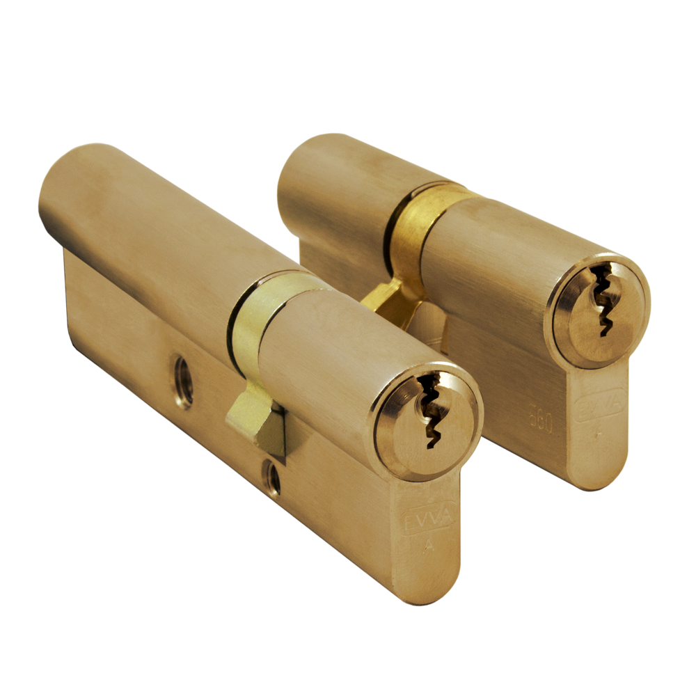 EVVA EPS L111 & S363 Banham Cylinders Keyed Alike Pair Left Handed 21B - Polished Brass
