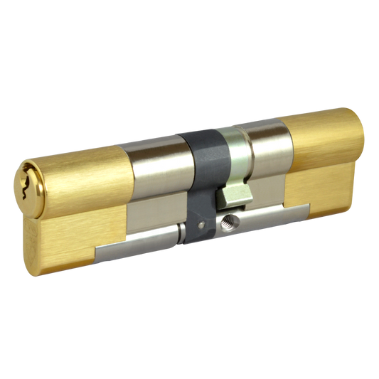 EVVA EPS 3* Snap Resistant Euro Double Cylinder 107mm 61Ext-46 56-10-41 Keyed To Differ 21B - Polished Brass