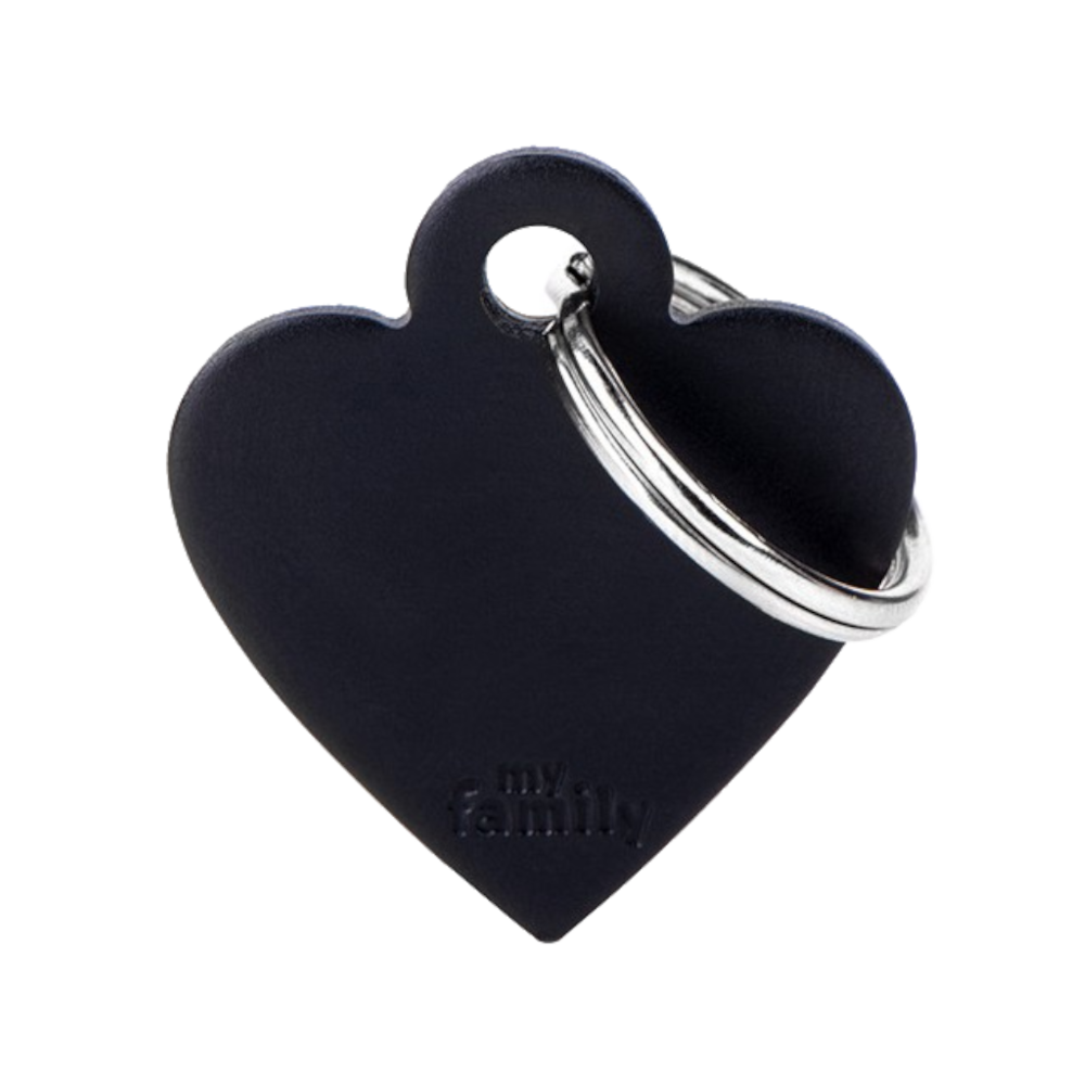 SILCA My Family Heart Shape ID Tag With Split Ring Small - Black
