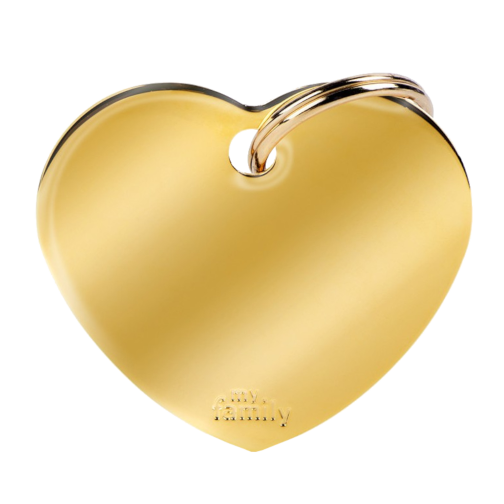 SILCA My Family Heart Shape ID Tag With Split Ring Large Brass - Golden Brass