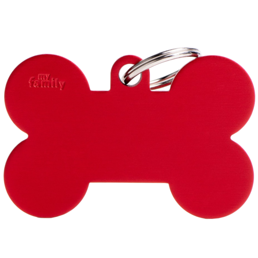 SILCA My Family Bone Shape ID Tag With Split Ring Extra Large - Red