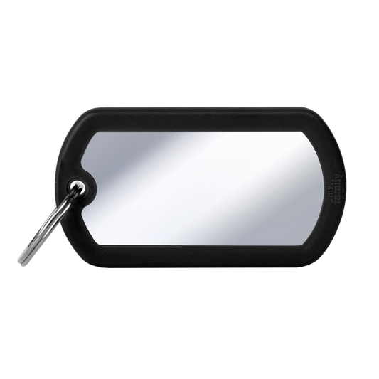 SILCA My Family Military Luggage ID Tag With Split Ring & Rubber Edging Chrome